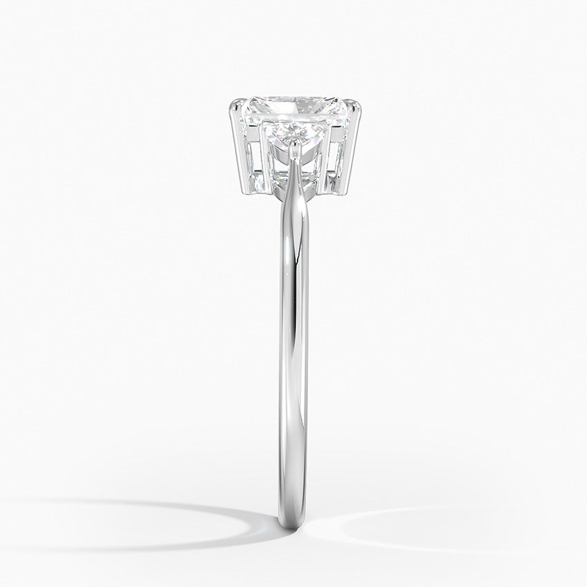 Trillion Cut Three Stone Diamond Ring Platinum Radiant Engagement Ring