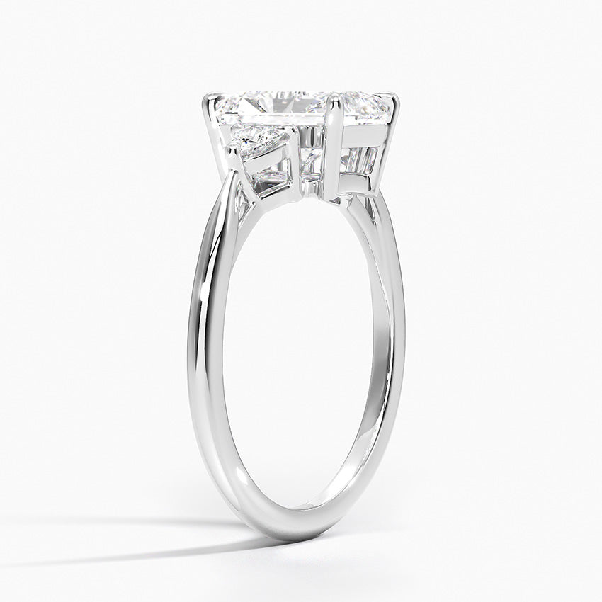 Trillion Cut Three Stone Diamond Ring Platinum Radiant Engagement Ring