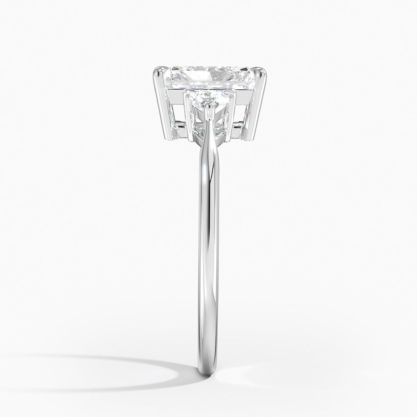 Trillion Cut Three Stone Diamond Ring Platinum Radiant Engagement Ring