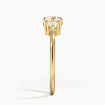 Trillion Cut Three Stone Diamond Ring Yellow Gold 18k Round Engagement Ring