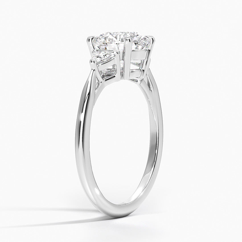 Trillion Cut Three Stone Diamond Ring Platinum Round Engagement Ring