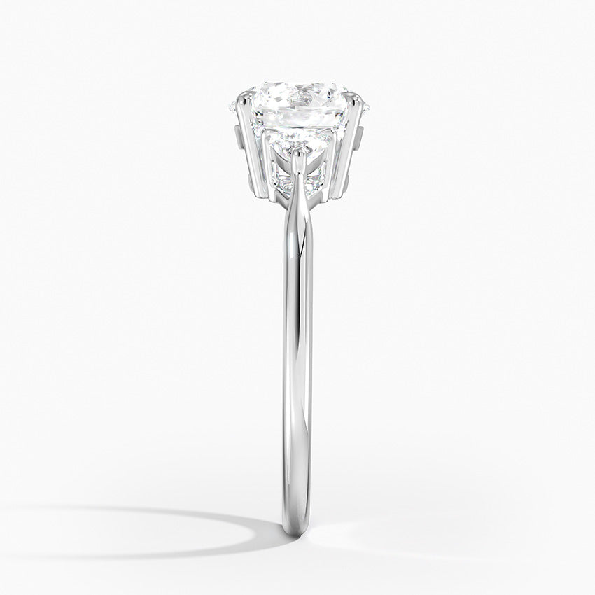 Trillion Cut Three Stone Diamond Ring Platinum Round Engagement Ring
