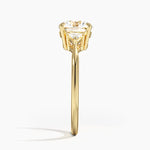 Trillion Cut Three Stone Diamond Ring Yellow Gold 18k Round Engagement Ring