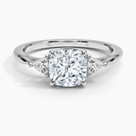 Trillion Cut Three Stone Diamond Ring Platinum Cushion Engagement Ring