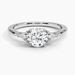 Trillion Cut Three Stone Diamond Ring Platinum Round Engagement Ring