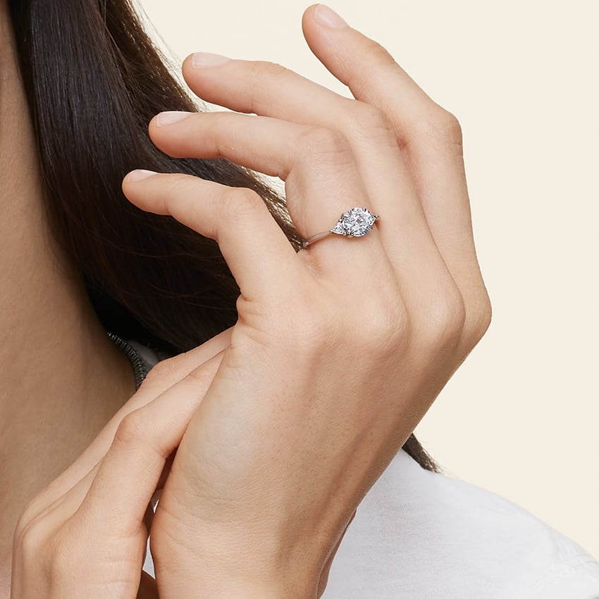 Trillion Cut Three Stone Diamond Ring Platinum Engagement Ring