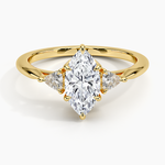 Trillion Cut Three Stone Diamond Ring Yellow Gold 18k Marquise Engagement Ring