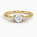 Trillion Cut Three Stone Diamond Ring Yellow Gold 18k Round Engagement Ring