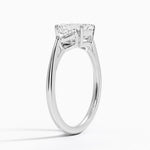Luxe Trillion Cut Three Stone Diamond Ring Platinum Emerald Engagement Ring