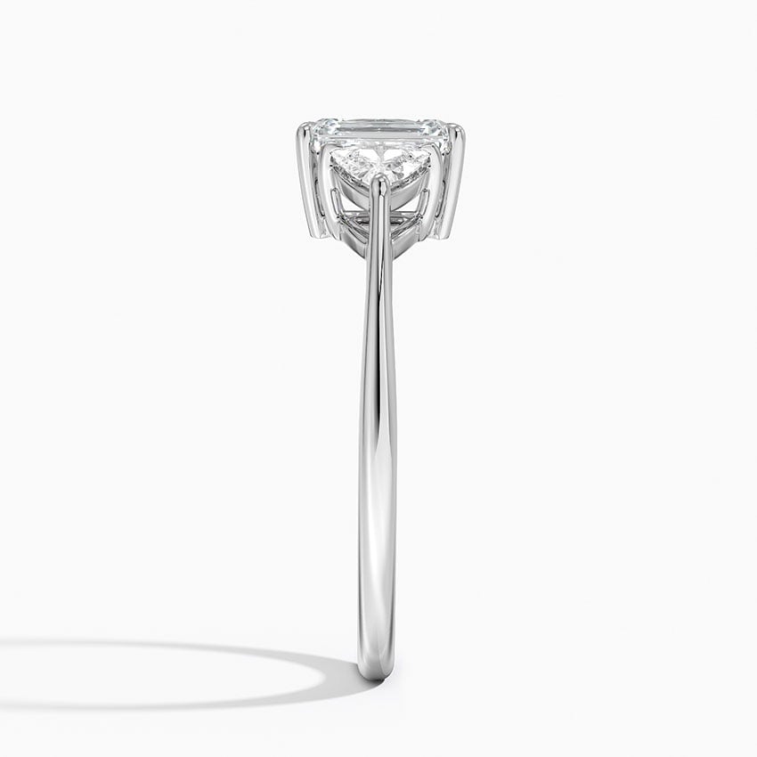 Luxe Trillion Cut Three Stone Diamond Ring Platinum Emerald Engagement Ring