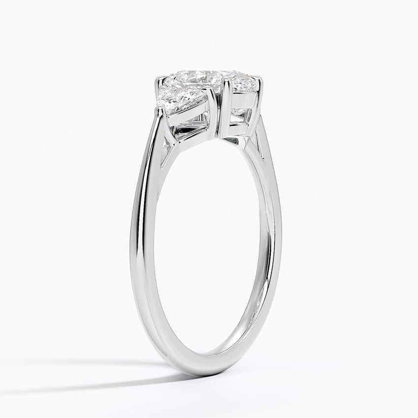 Luxe Trillion Cut Three Stone Diamond Ring Platinum Oval Engagement Ring