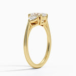 Luxe Trillion Cut Three Stone Diamond Ring Yellow Gold 18k Oval Engagement Ring