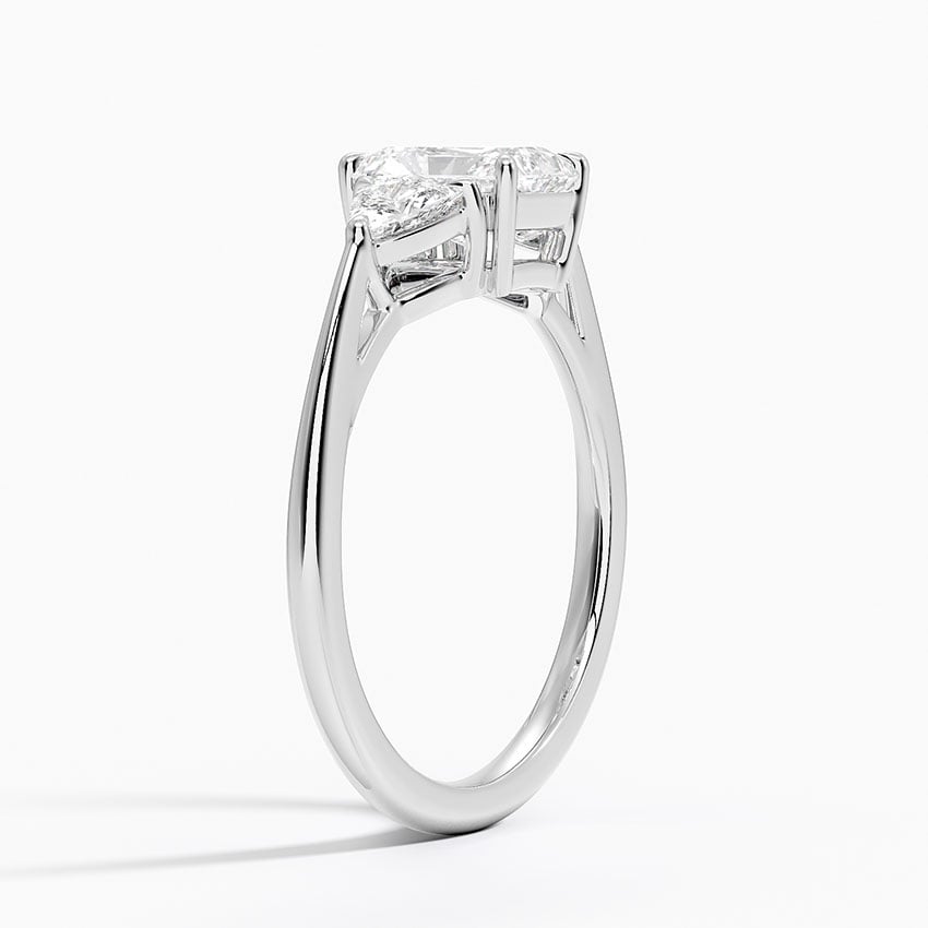 Luxe Trillion Cut Three Stone Diamond Ring Platinum Radiant Engagement Ring
