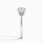Luxe Trillion Cut Three Stone Diamond Ring Platinum Round Engagement Ring