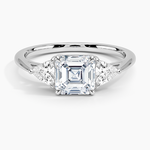 Luxe Trillion Cut Three Stone Diamond Ring Platinum Asscher Engagement Ring