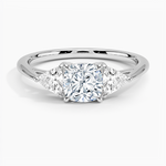 Luxe Trillion Cut Three Stone Diamond Ring Platinum Cushion Engagement Ring