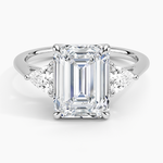 Luxe Trillion Cut Three Stone Diamond Ring Platinum Emerald Engagement Ring