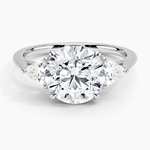 Luxe Trillion Cut Three Stone Diamond Ring Platinum Round Engagement Ring