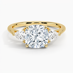 Luxe Trillion Cut Three Stone Diamond Ring Yellow Gold 18k Cushion Engagement Ring