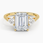 Luxe Trillion Cut Three Stone Diamond Ring Yellow Gold 18k Emerald Engagement Ring