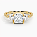 Luxe Trillion Cut Three Stone Diamond Ring Yellow Gold 18k Princess Engagement Ring