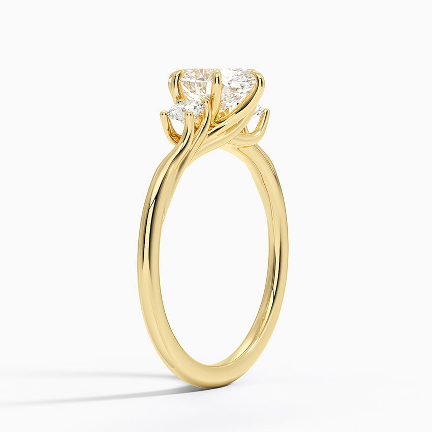 Delilah Three Stone Diamond Ring Yellow Gold 18k Oval Engagement Ring