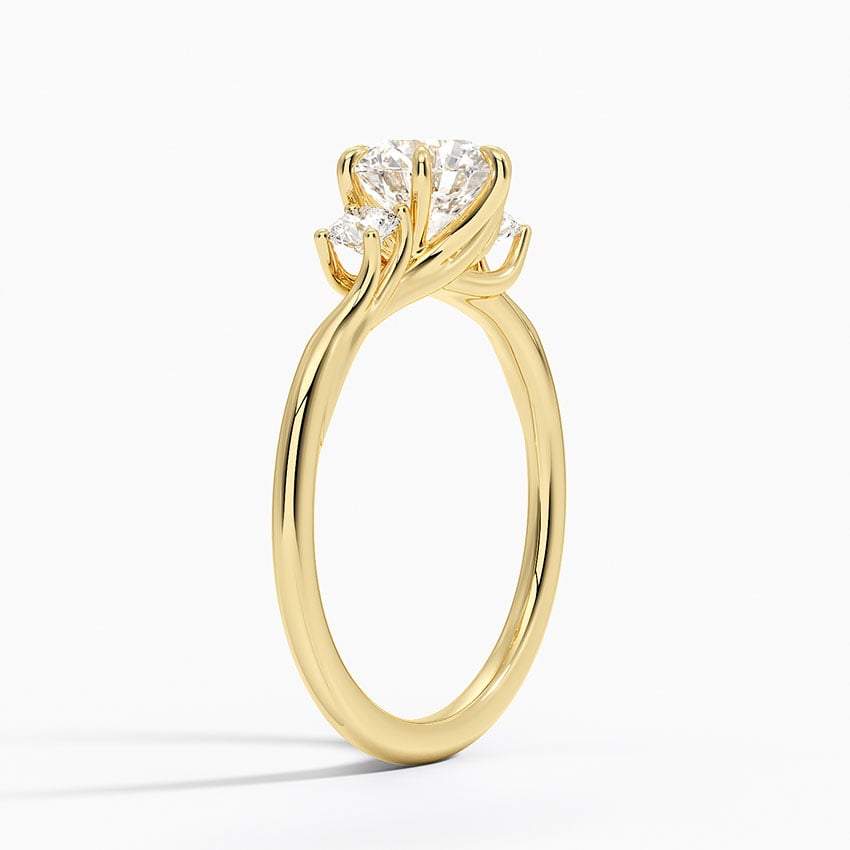 Delilah Three Stone Diamond Ring Yellow Gold 18k Round Engagement Ring