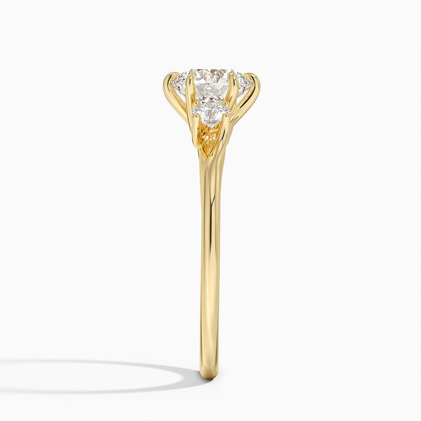 Delilah Three Stone Diamond Ring Yellow Gold 18k Round Engagement Ring