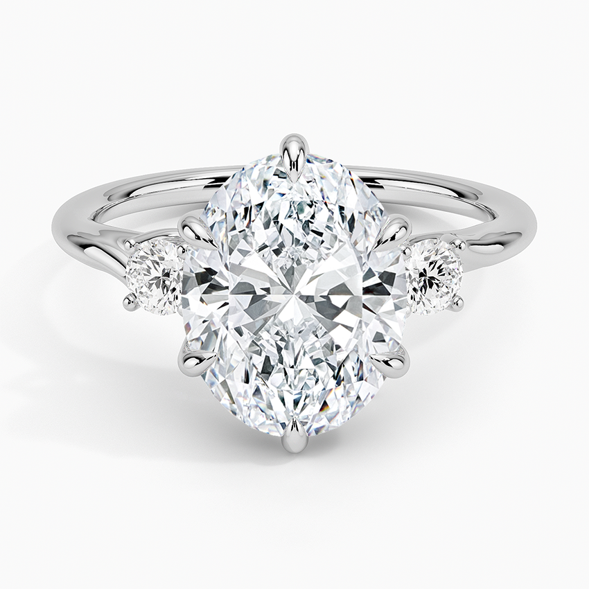 Delilah Three Stone Diamond Ring Platinum Oval Engagement Ring
