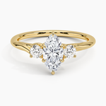 Delilah Three Stone Diamond Ring Yellow Gold 18k Marquise Engagement Ring