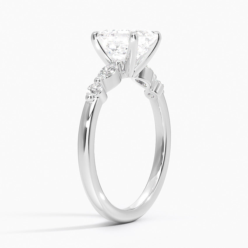 Versailles One-Quarter Coverage Diamond Ring Platinum Asscher Engagement Ring