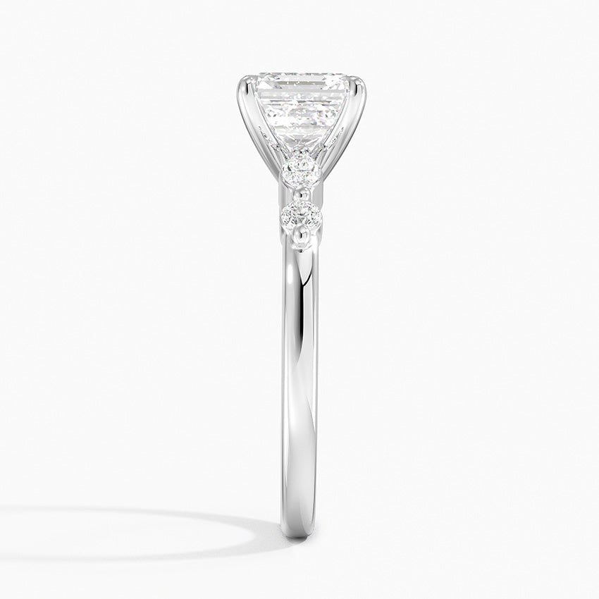 Versailles One-Quarter Coverage Diamond Ring Platinum Asscher Engagement Ring