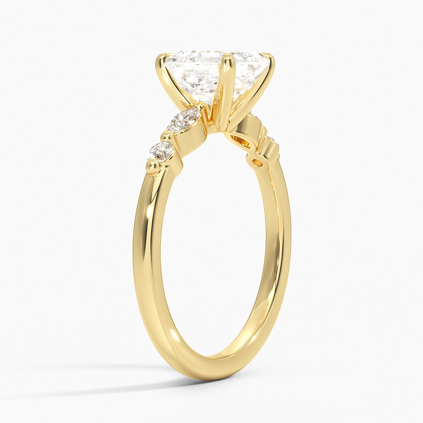 Versailles One-Quarter Coverage Diamond Ring Yellow Gold 18k Asscher Engagement Ring