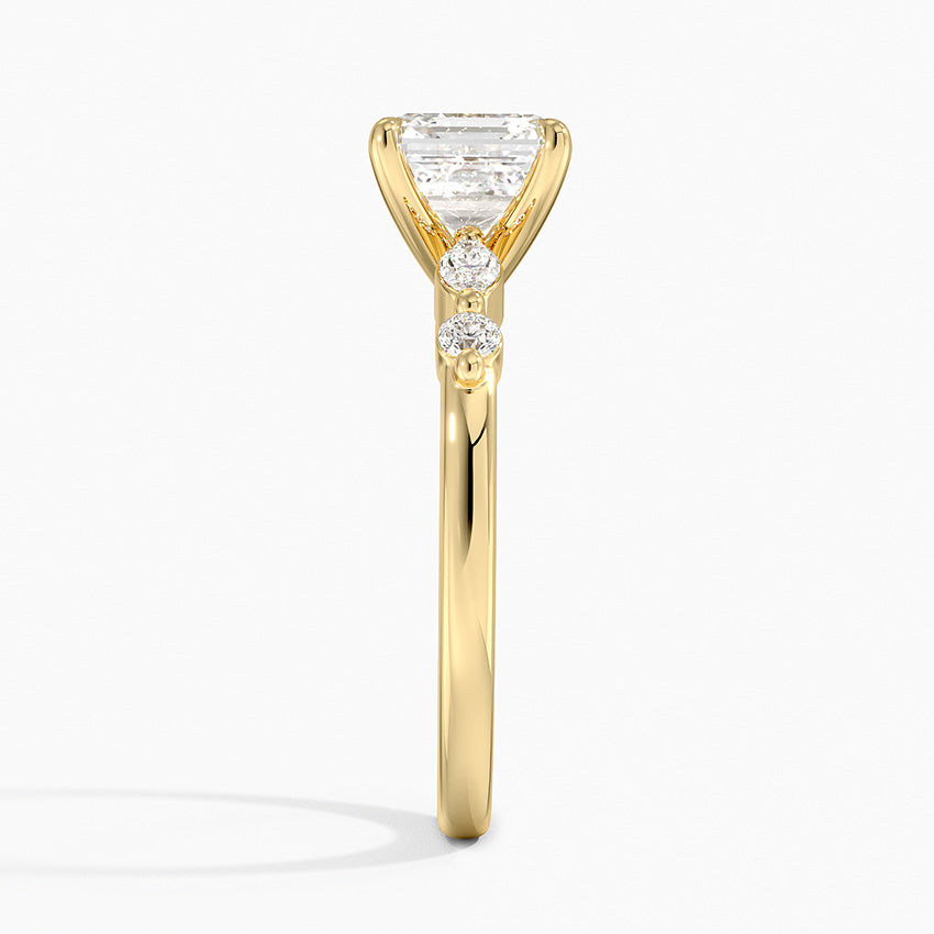Versailles One-Quarter Coverage Diamond Ring Yellow Gold 18k Asscher Engagement Ring