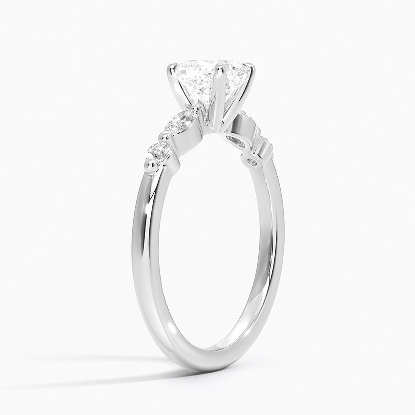 Versailles One-Quarter Coverage Diamond Ring Platinum Cushion Engagement Ring