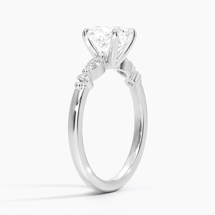 Versailles One-Quarter Coverage Diamond Ring Platinum Cushion Engagement Ring