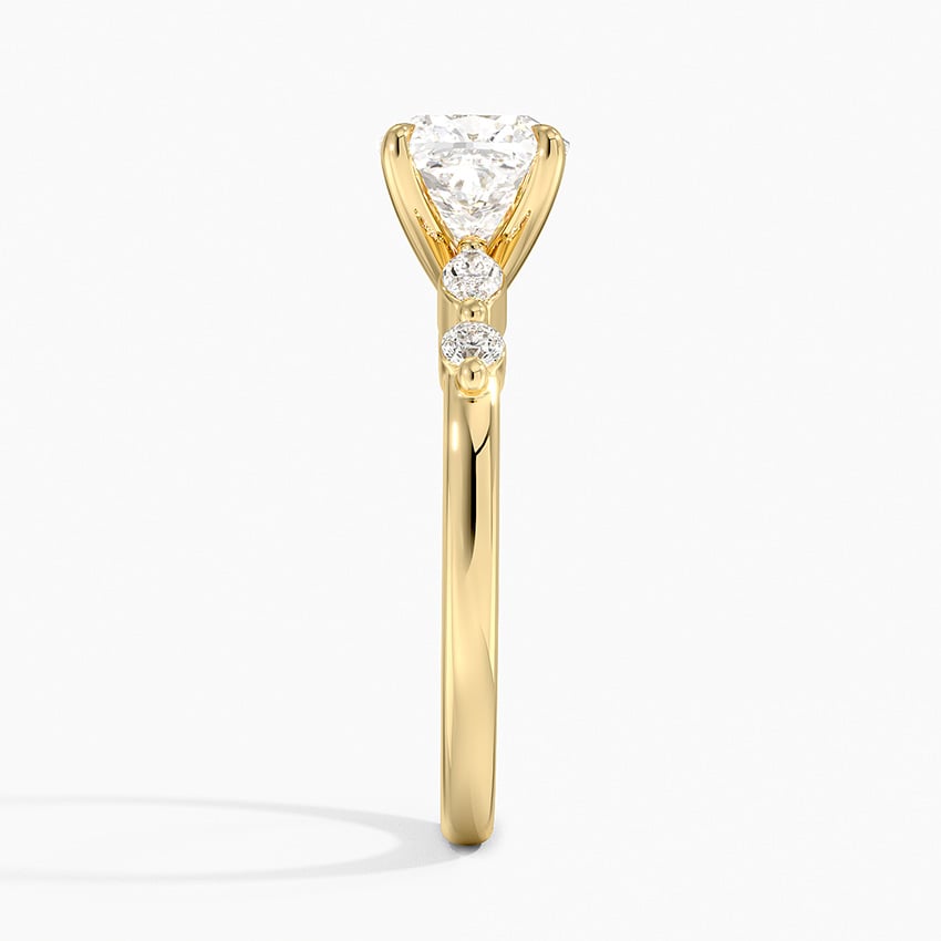 Versailles One-Quarter Coverage Diamond Ring Yellow Gold 18k Cushion Engagement Ring