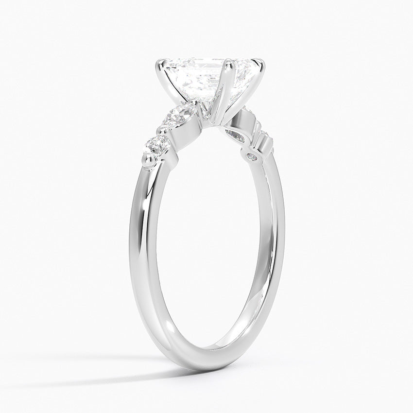 Versailles One-Quarter Coverage Diamond Ring Platinum Emerald Engagement Ring