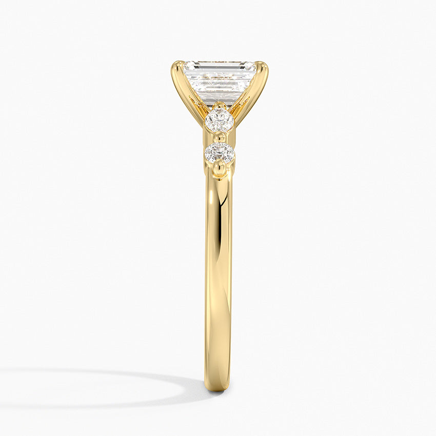 Versailles One-Quarter Coverage Diamond Ring Yellow Gold 18k Emerald Engagement Ring