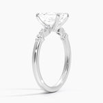 Versailles One-Quarter Coverage Diamond Ring Platinum Emerald Engagement Ring