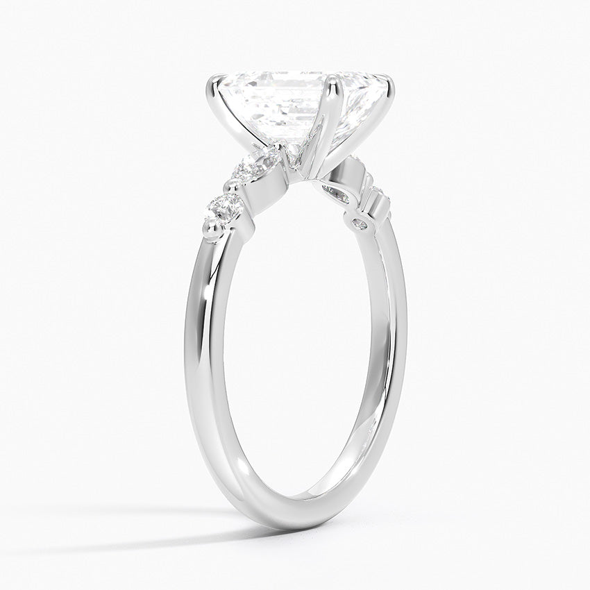 Versailles One-Quarter Coverage Diamond Ring Platinum Emerald Engagement Ring