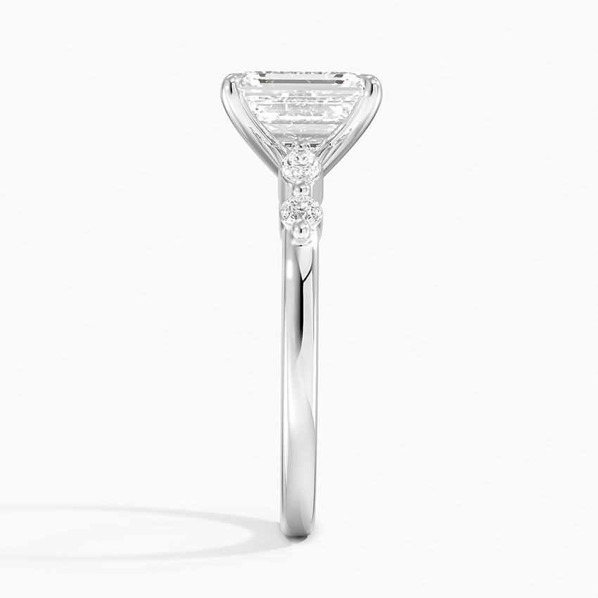 Versailles One-Quarter Coverage Diamond Ring Platinum Emerald Engagement Ring