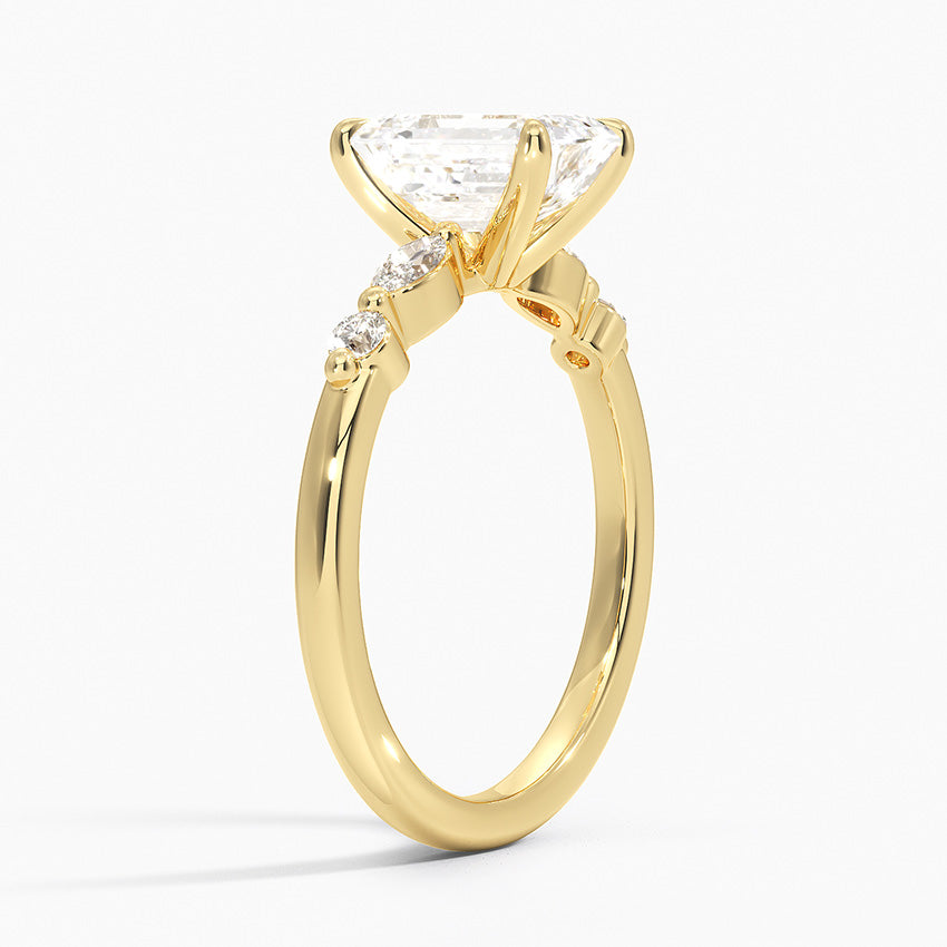 Versailles One-Quarter Coverage Diamond Ring Yellow Gold 18k Emerald Engagement Ring