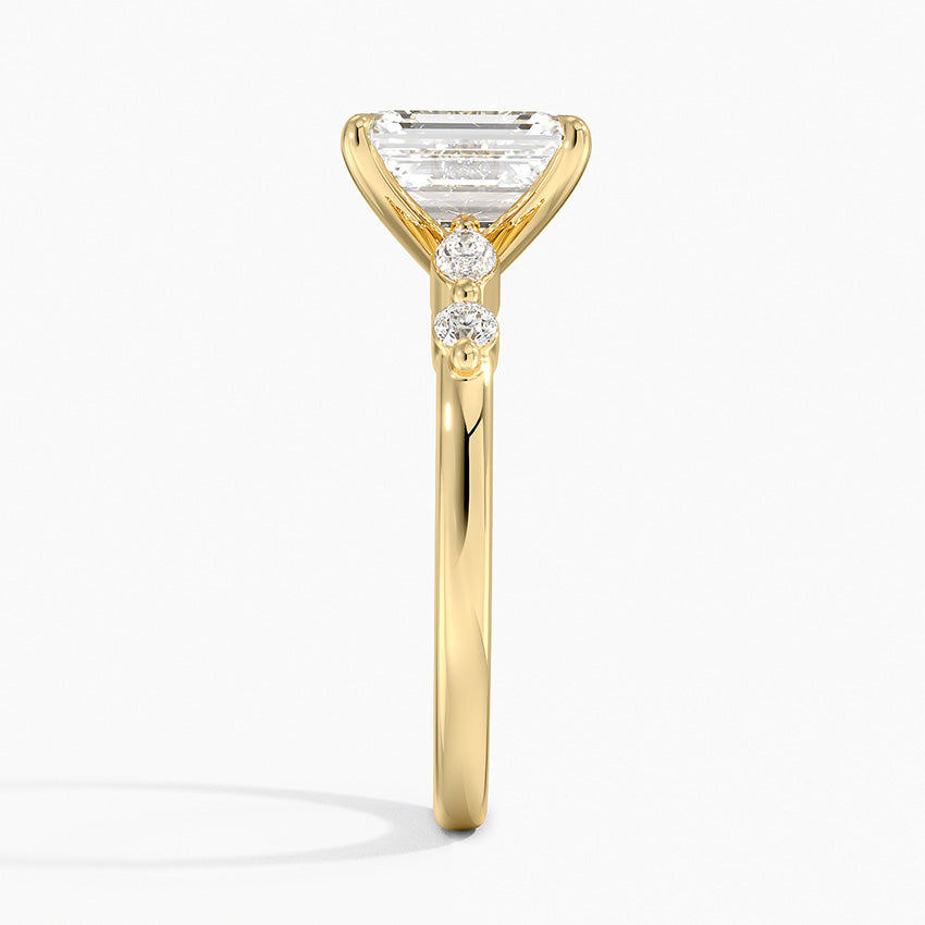 Versailles One-Quarter Coverage Diamond Ring Yellow Gold 18k Emerald Engagement Ring