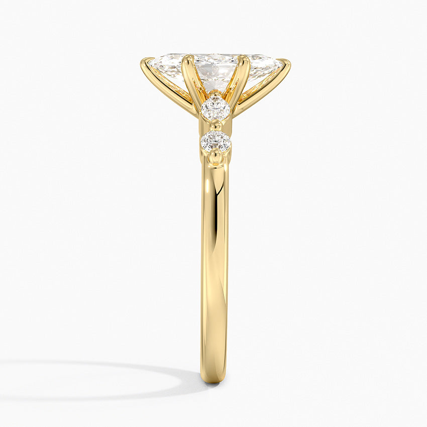 Versailles One-Quarter Coverage Diamond Ring Yellow Gold 18k Marquise Engagement Ring