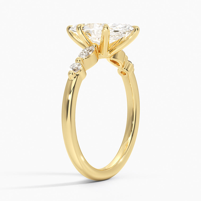 Versailles One-Quarter Coverage Diamond Ring Yellow Gold 18k Marquise Engagement Ring