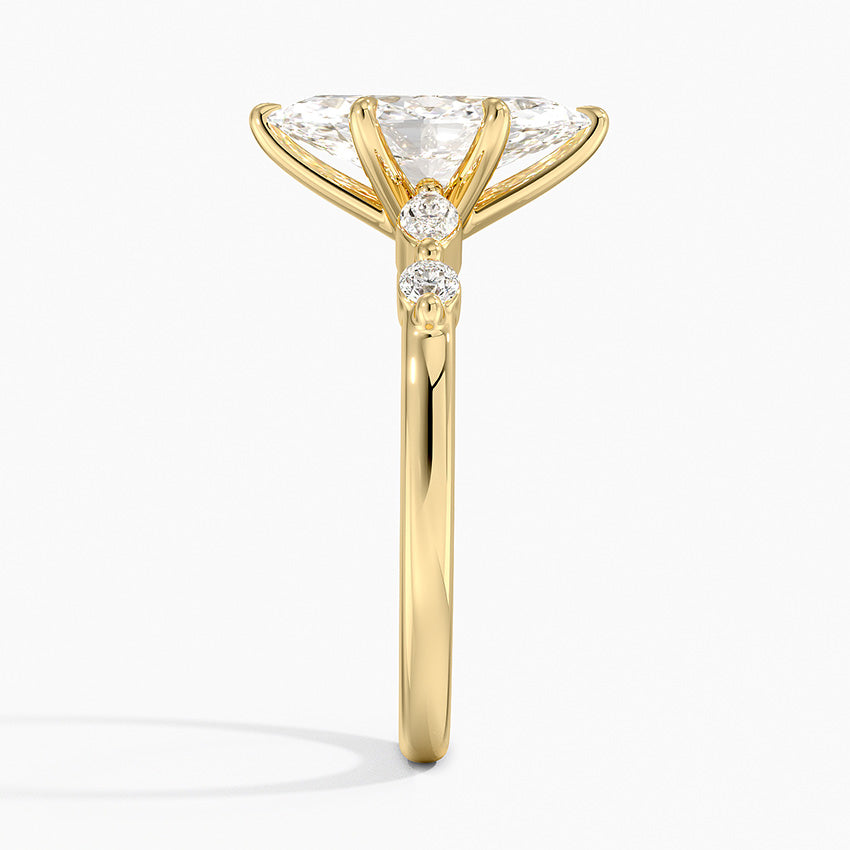 Versailles One-Quarter Coverage Diamond Ring Yellow Gold 18k Marquise Engagement Ring