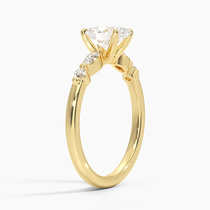 Versailles One-Quarter Coverage Diamond Ring Yellow Gold 18k Oval Engagement Ring