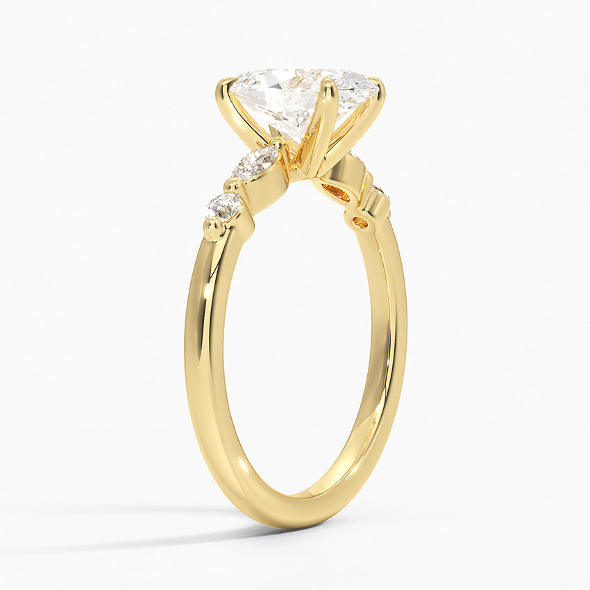 Versailles One-Quarter Coverage Diamond Ring Yellow Gold 18k Oval Engagement Ring