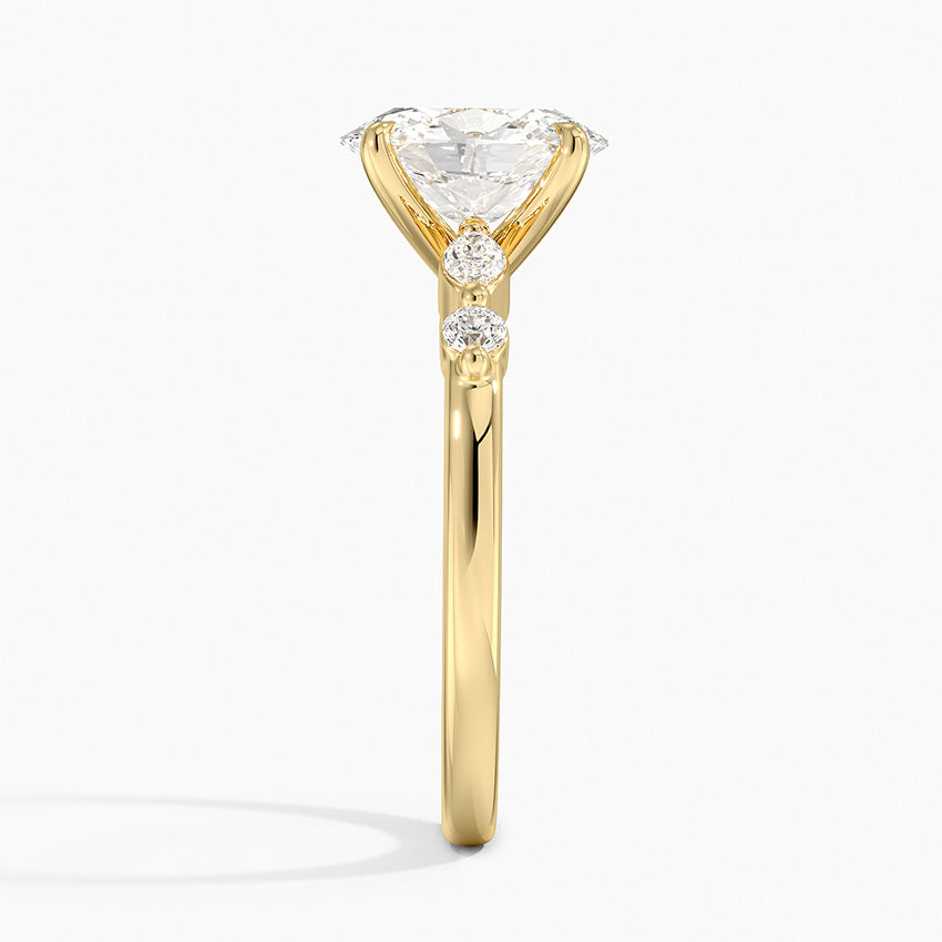 Versailles One-Quarter Coverage Diamond Ring Yellow Gold 18k Oval Engagement Ring